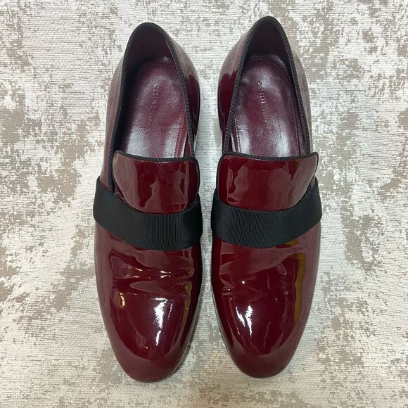 Celine Patent Leather Loafers with Grosgrain Ribbon in Burgundy - Picture 6 of 9